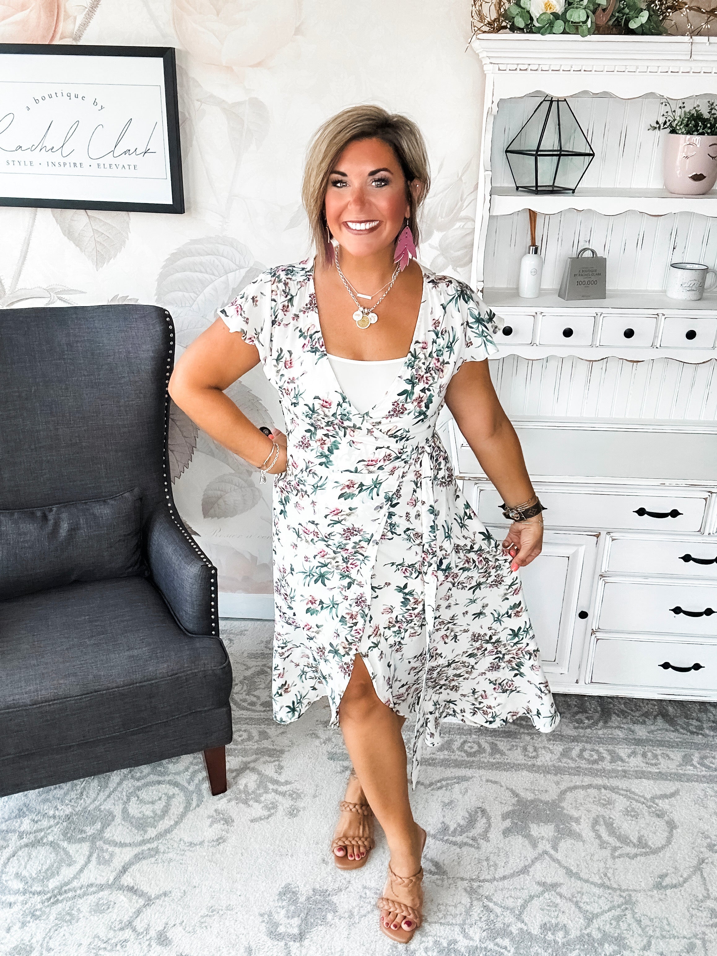 Stay With Me Forever Floral Dress - Cream