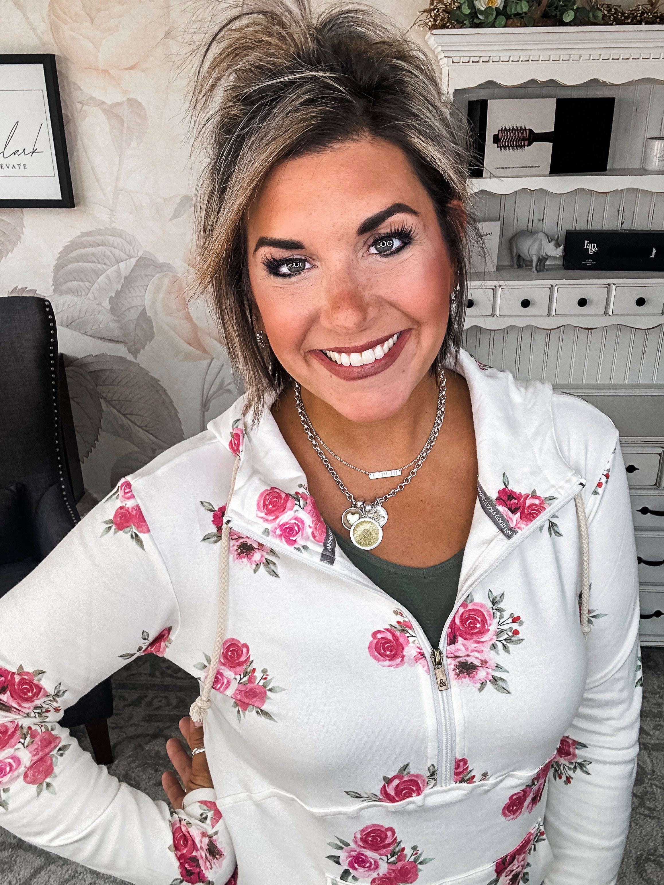 Ampersand Avenue Halfzip Sweatshirt - Garden Bloom