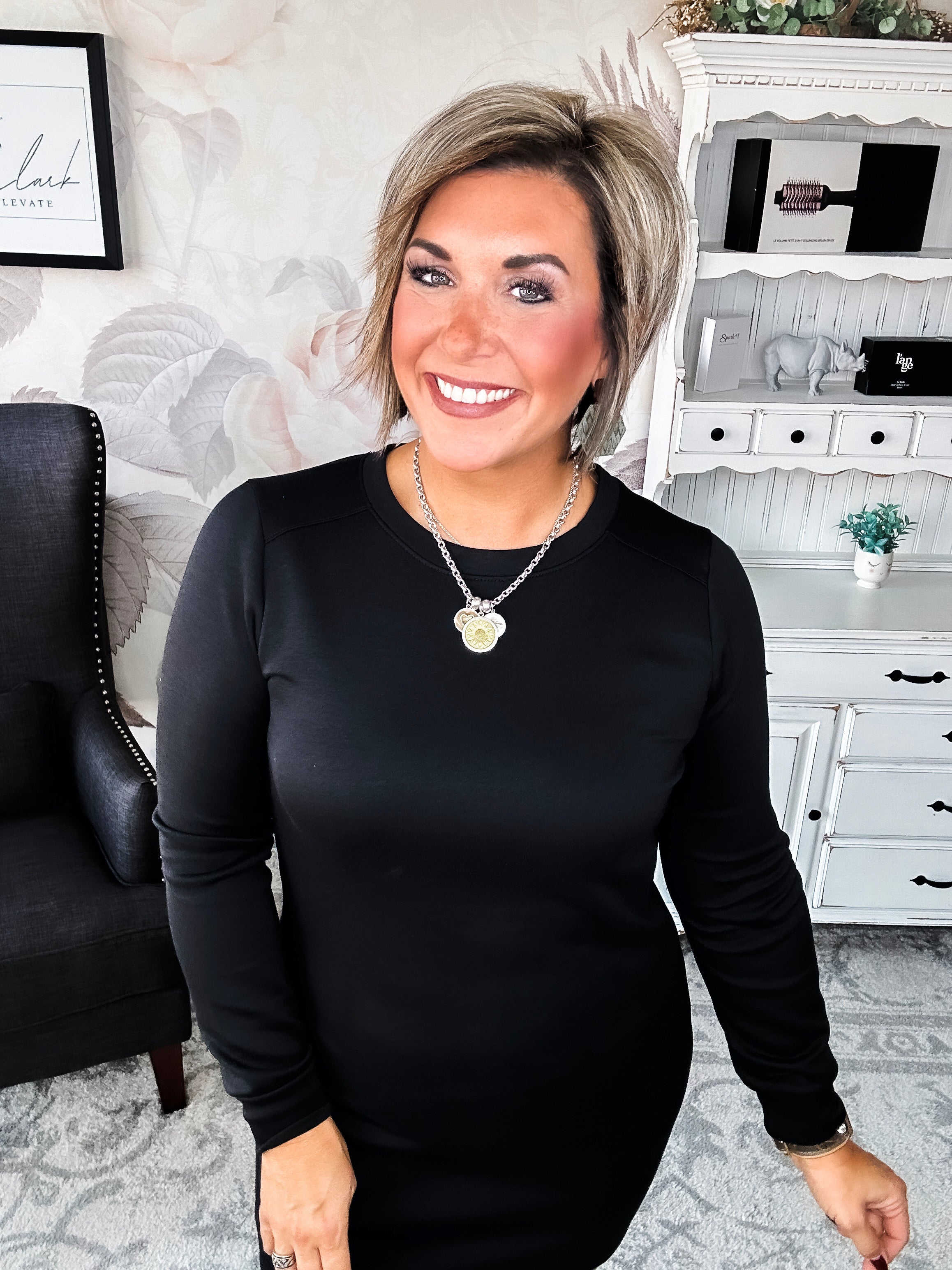 Cozy Up Shift Dress - Black