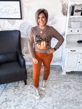 Leopard Pumpkin Long Sleeve Graphic Tee