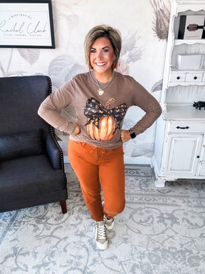 Leopard Pumpkin Long Sleeve Graphic Tee