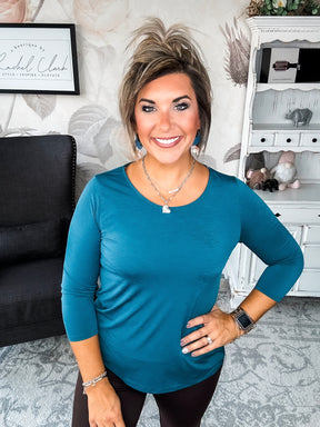 Find The Answer Round Neck Top - Dark Teal