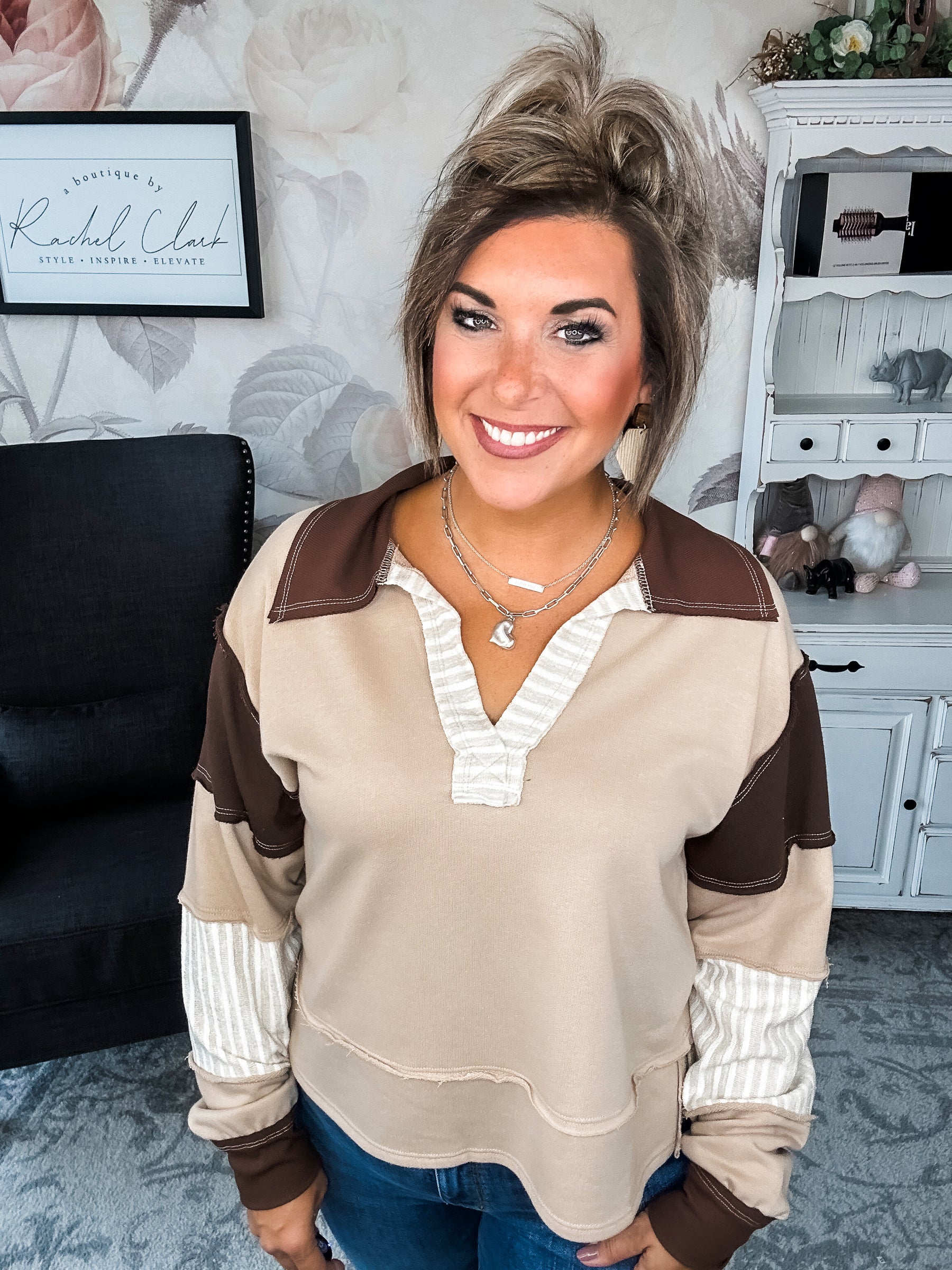 Not Here With Me Pullover - Taupe