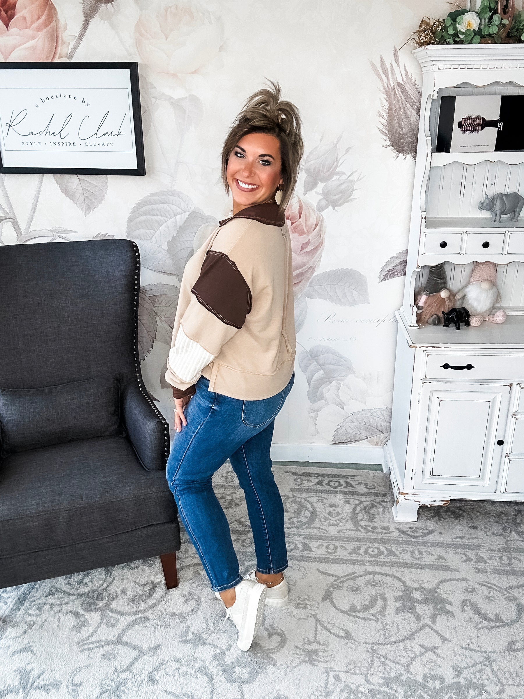 Not Here With Me Pullover - Taupe