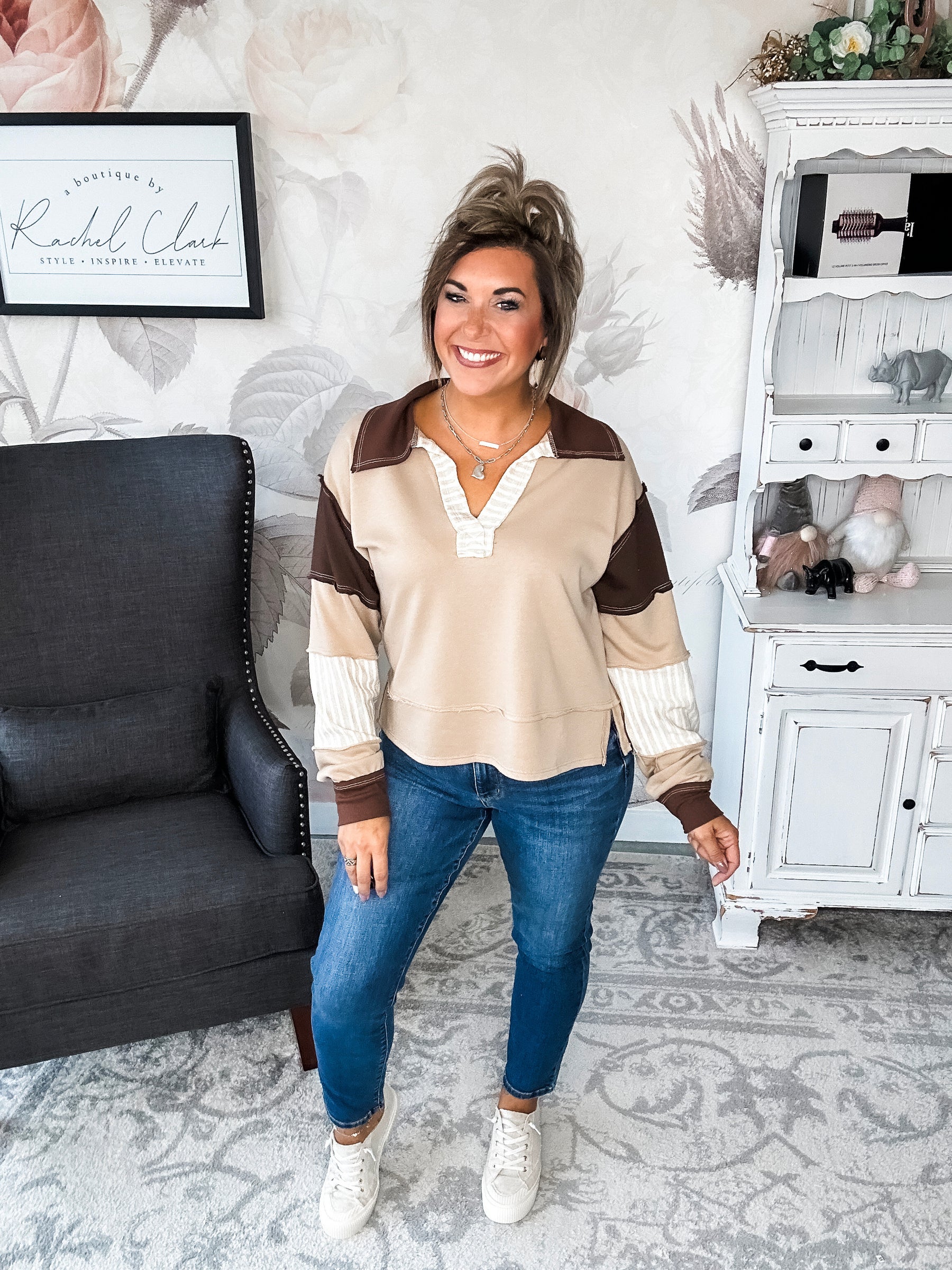 Not Here With Me Pullover - Taupe