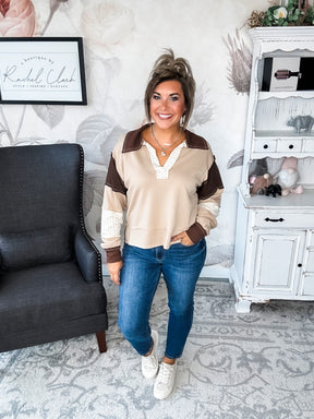 Not Here With Me Pullover - Taupe