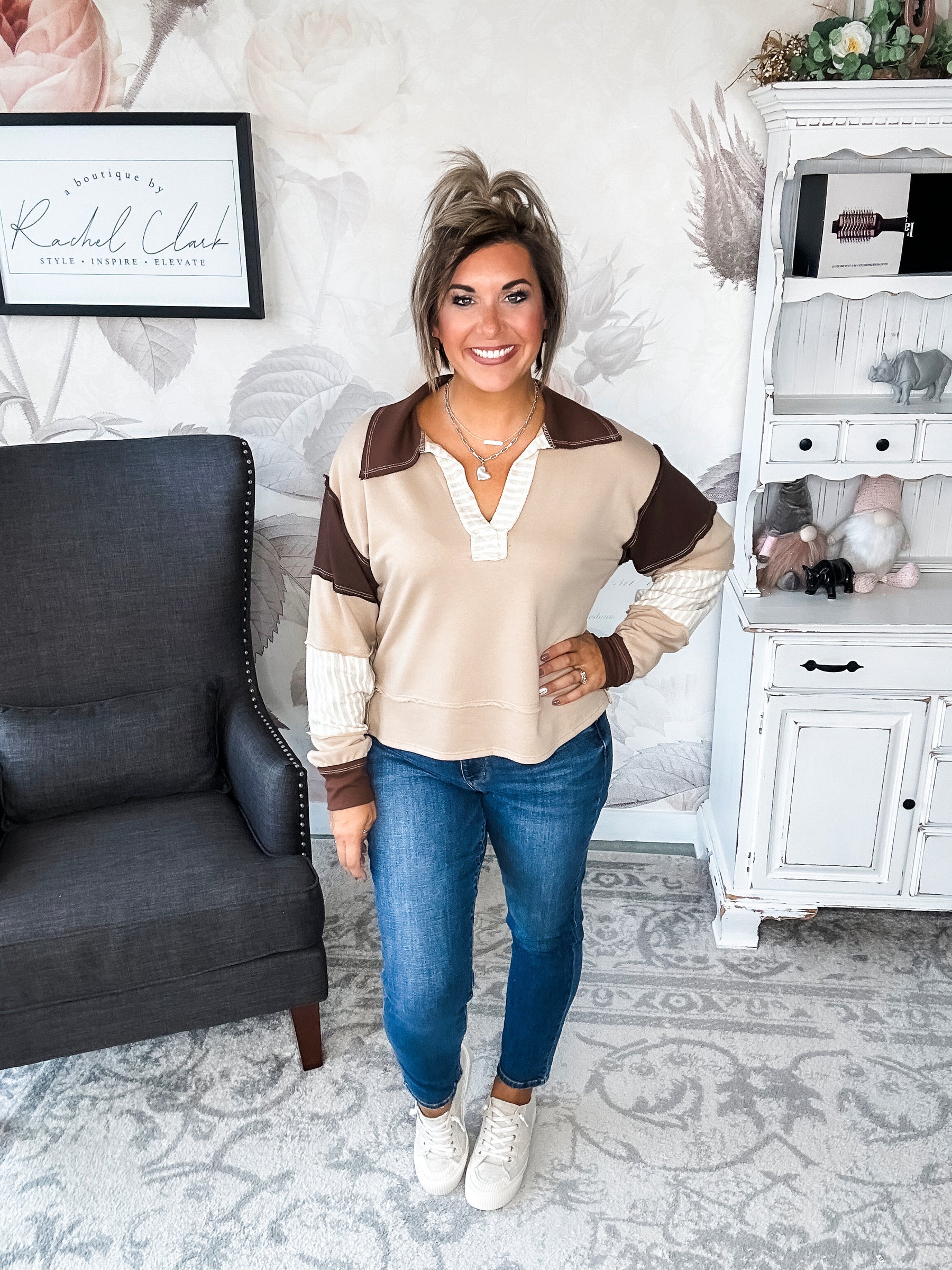 Not Here With Me Pullover - Taupe