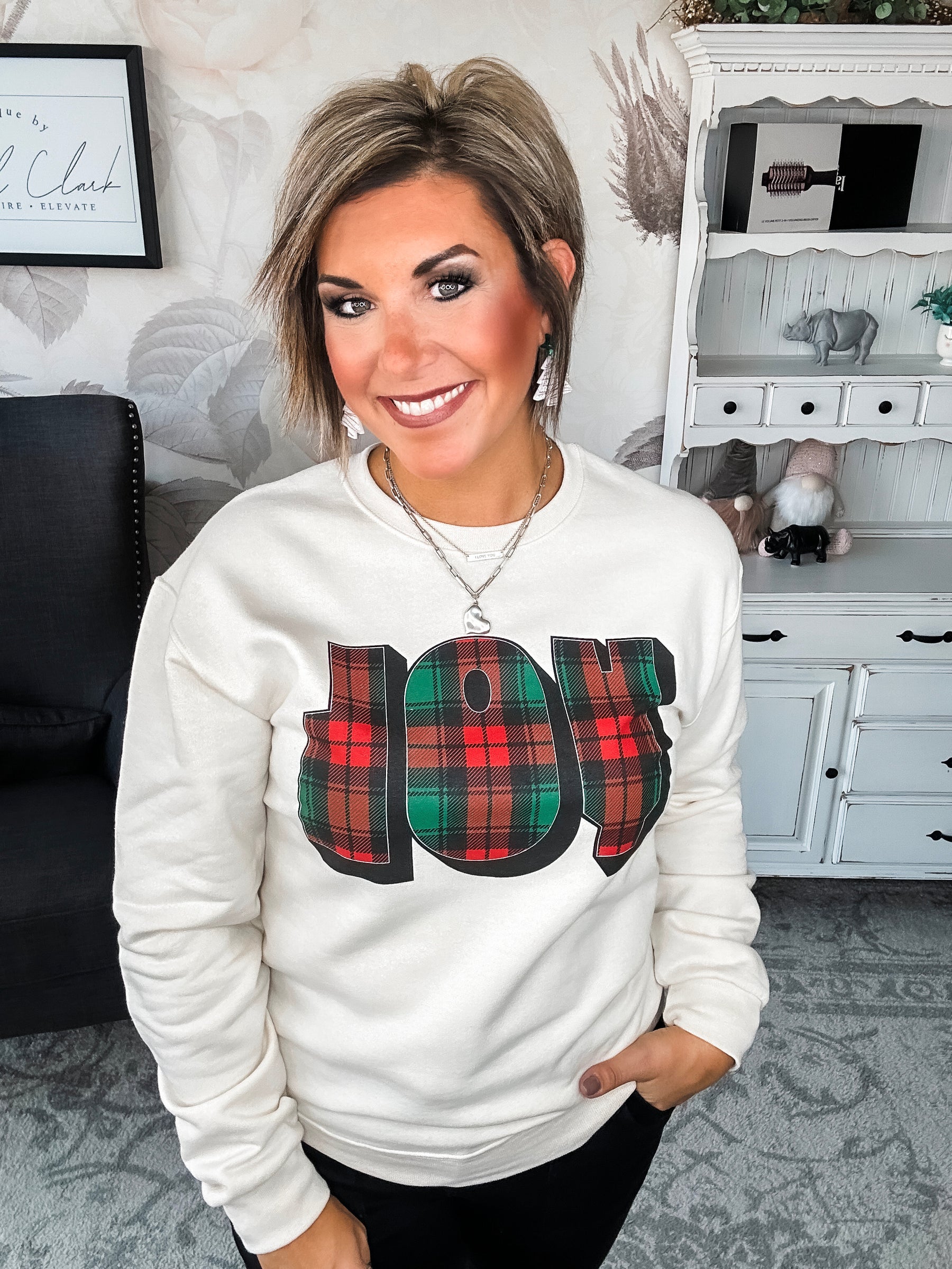 Plaid Joy Sweatshirt