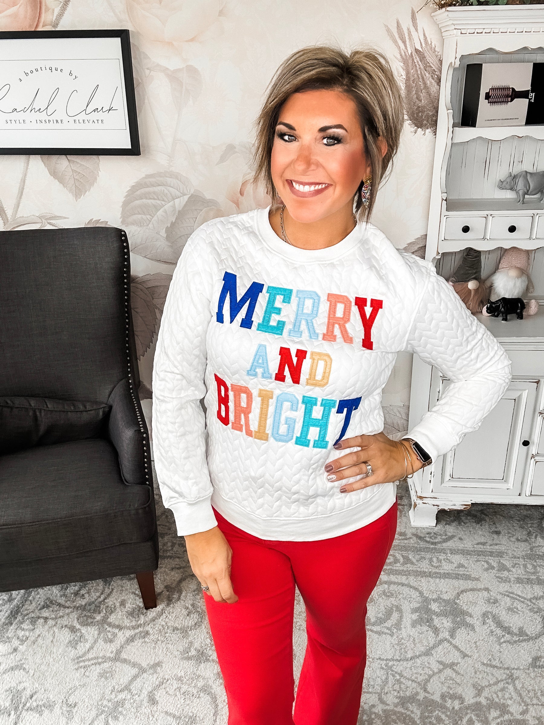 Merry & Bright Quilted Pullover