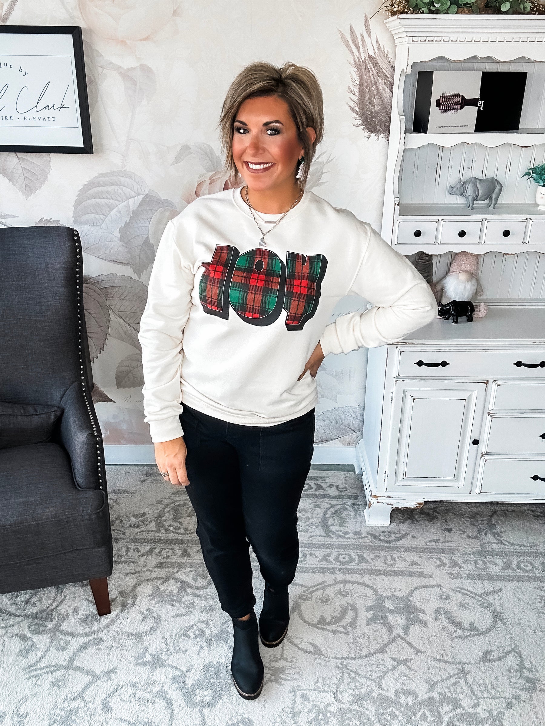 Plaid Joy Sweatshirt