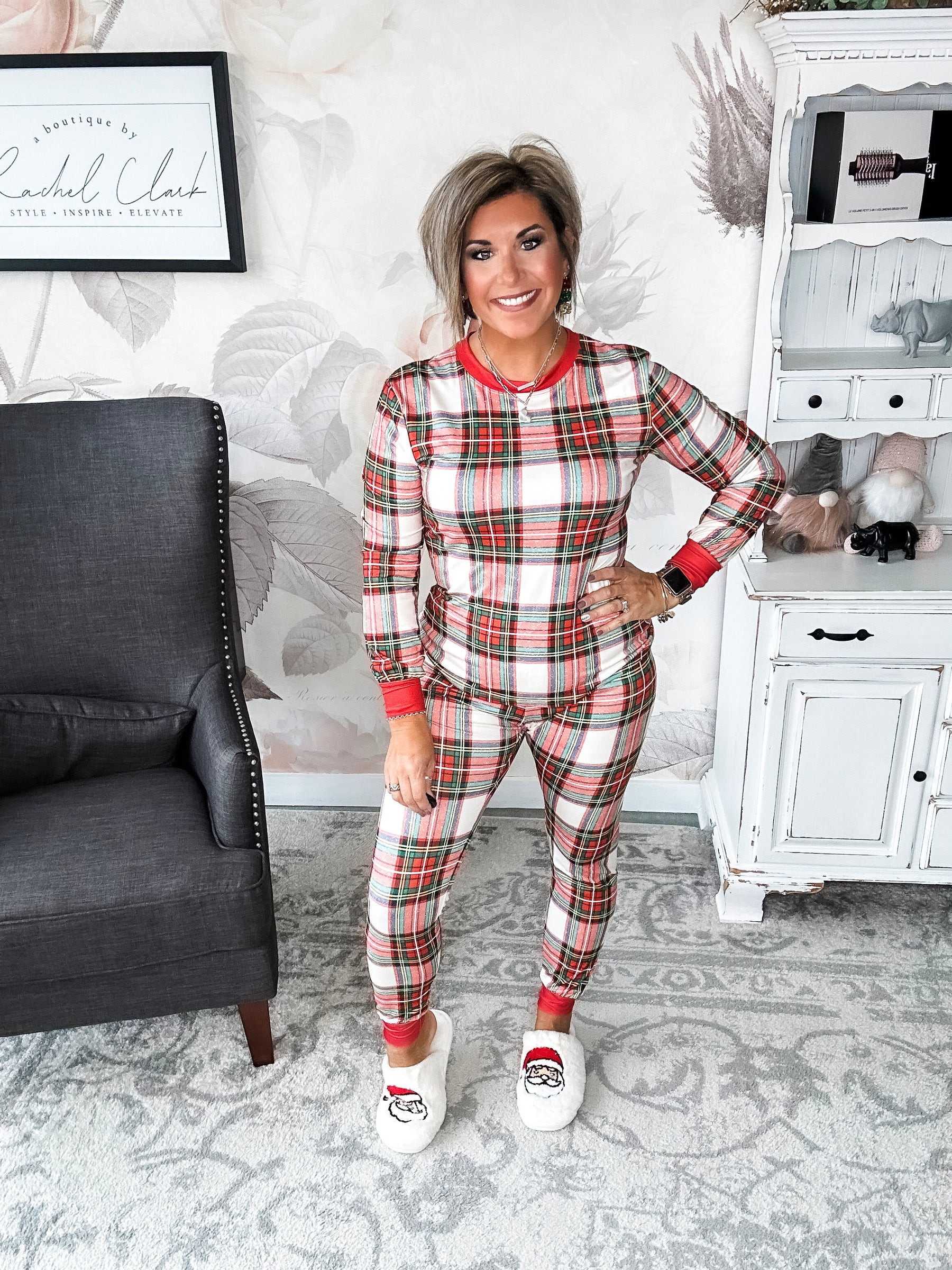 Mrs. Claus Plaid Christmas Pajamas