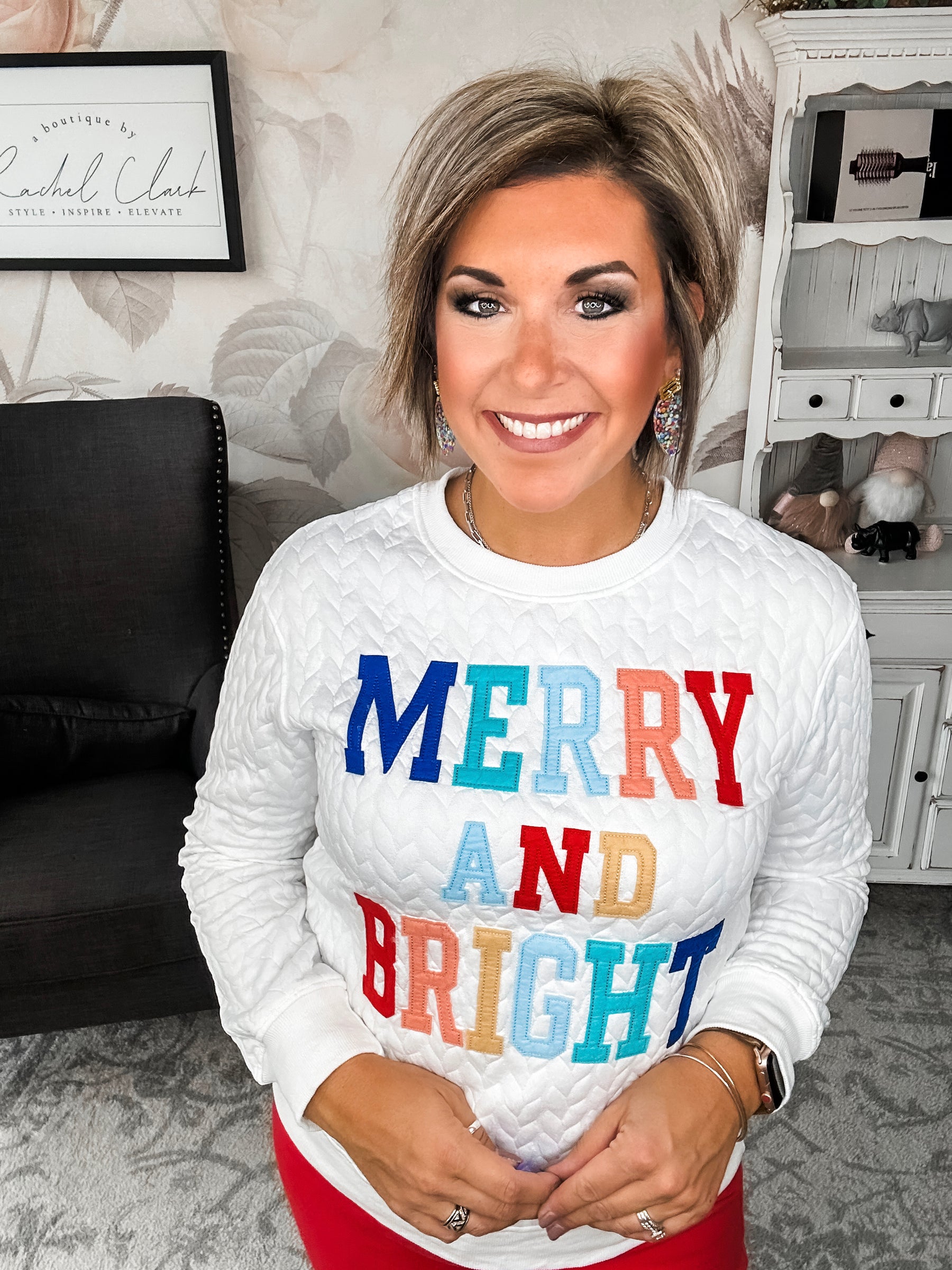 Merry & Bright Quilted Pullover