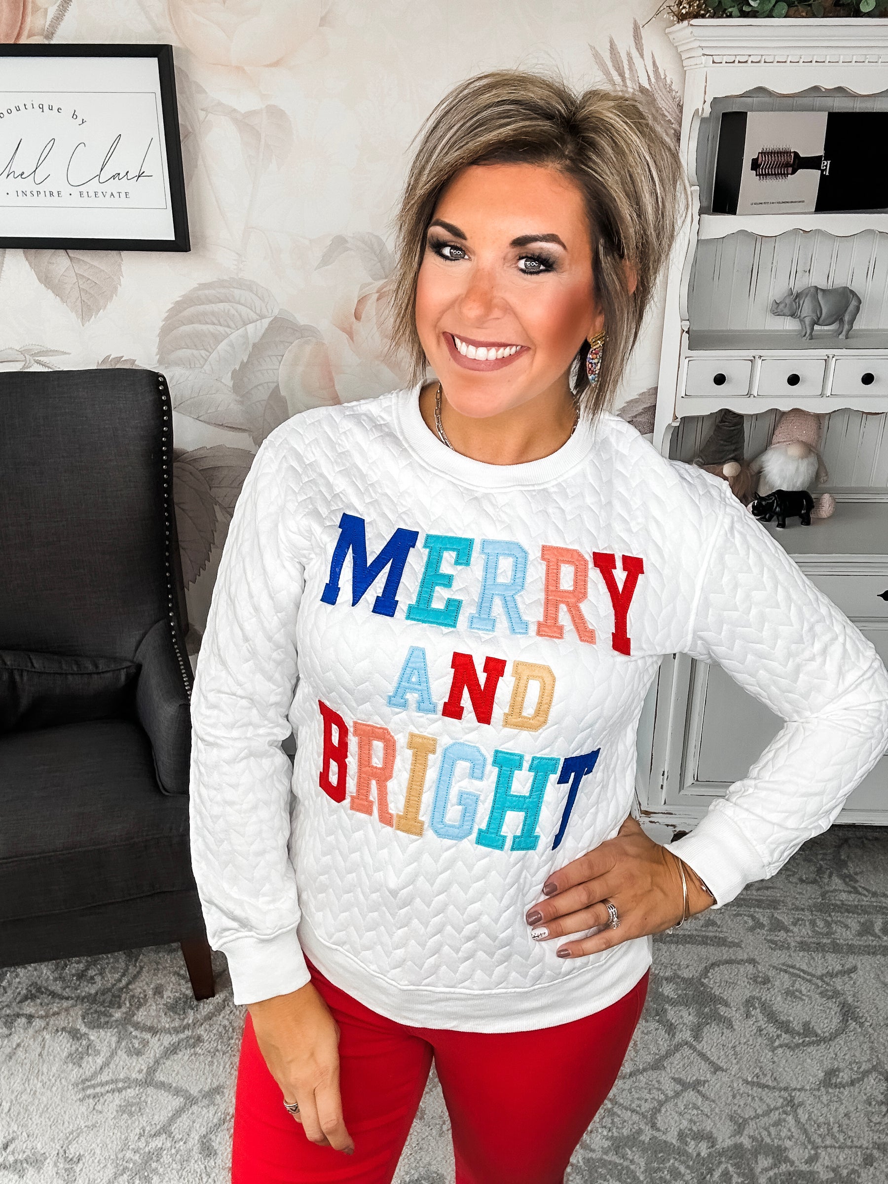 Merry & Bright Quilted Pullover