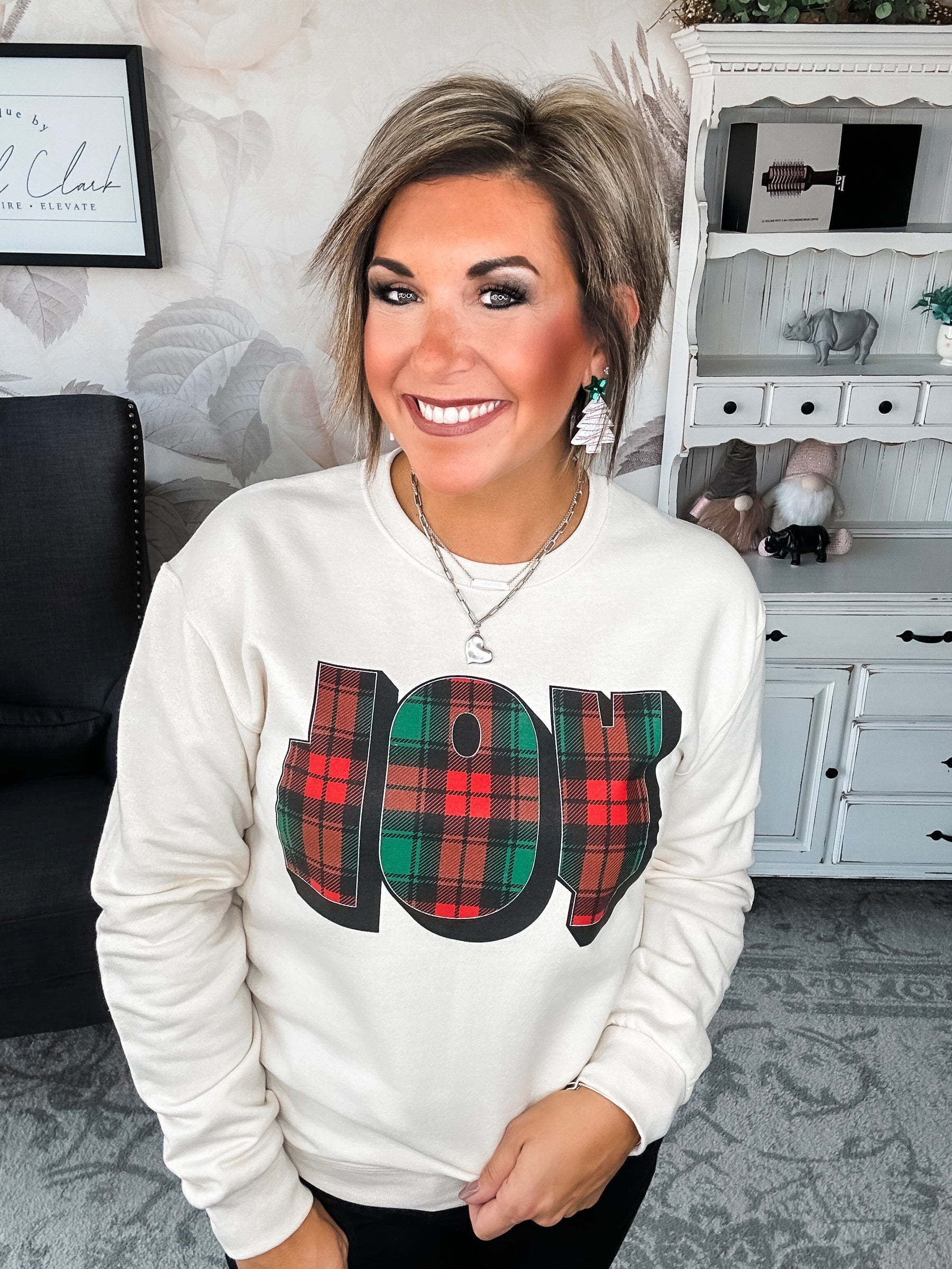 Plaid Joy Sweatshirt