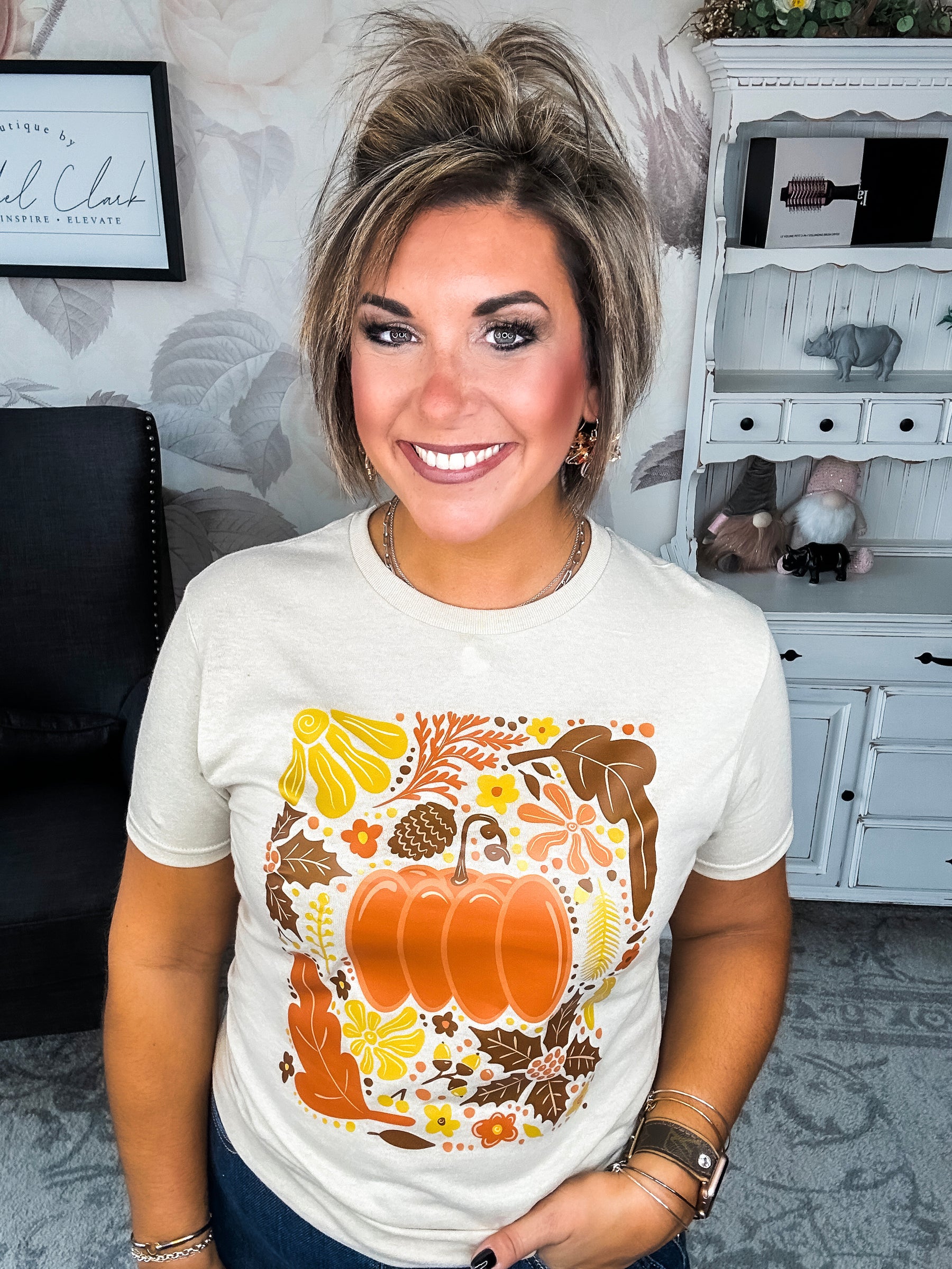 Fall Floral Pumpkin Graphic Tee