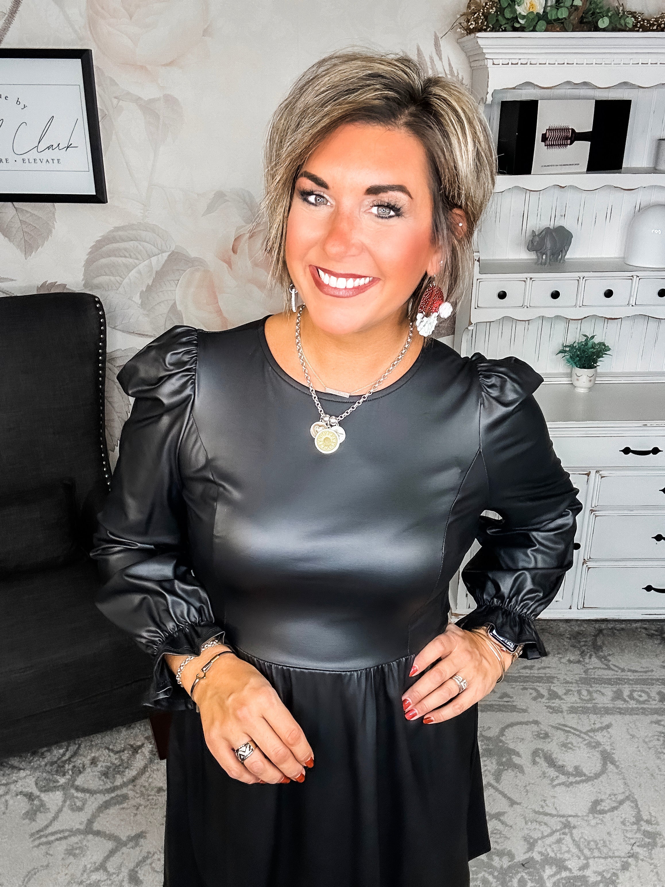 To The Edge Faux Leather Dress