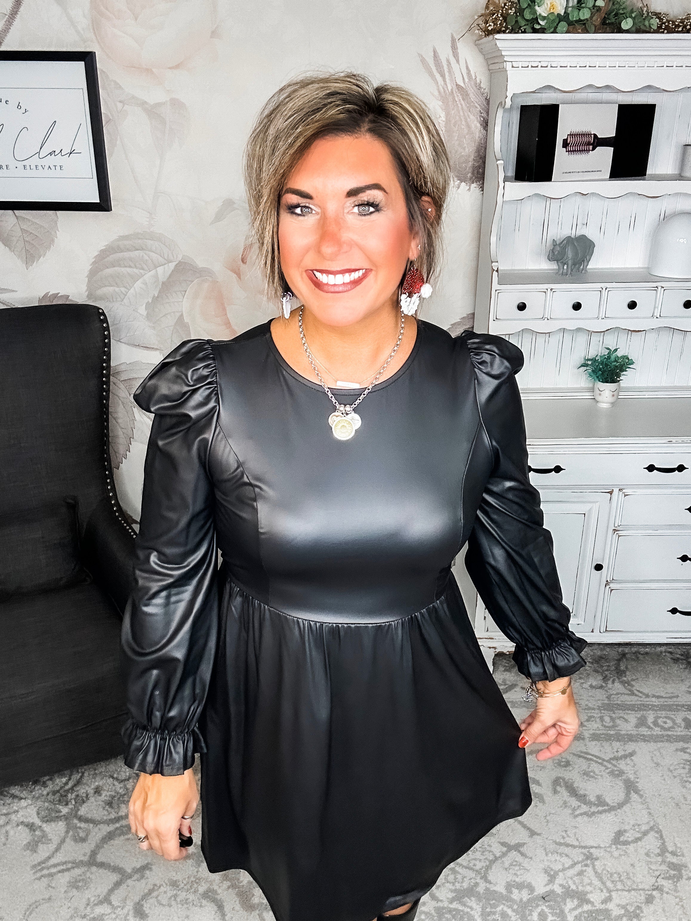 To The Edge Faux Leather Dress