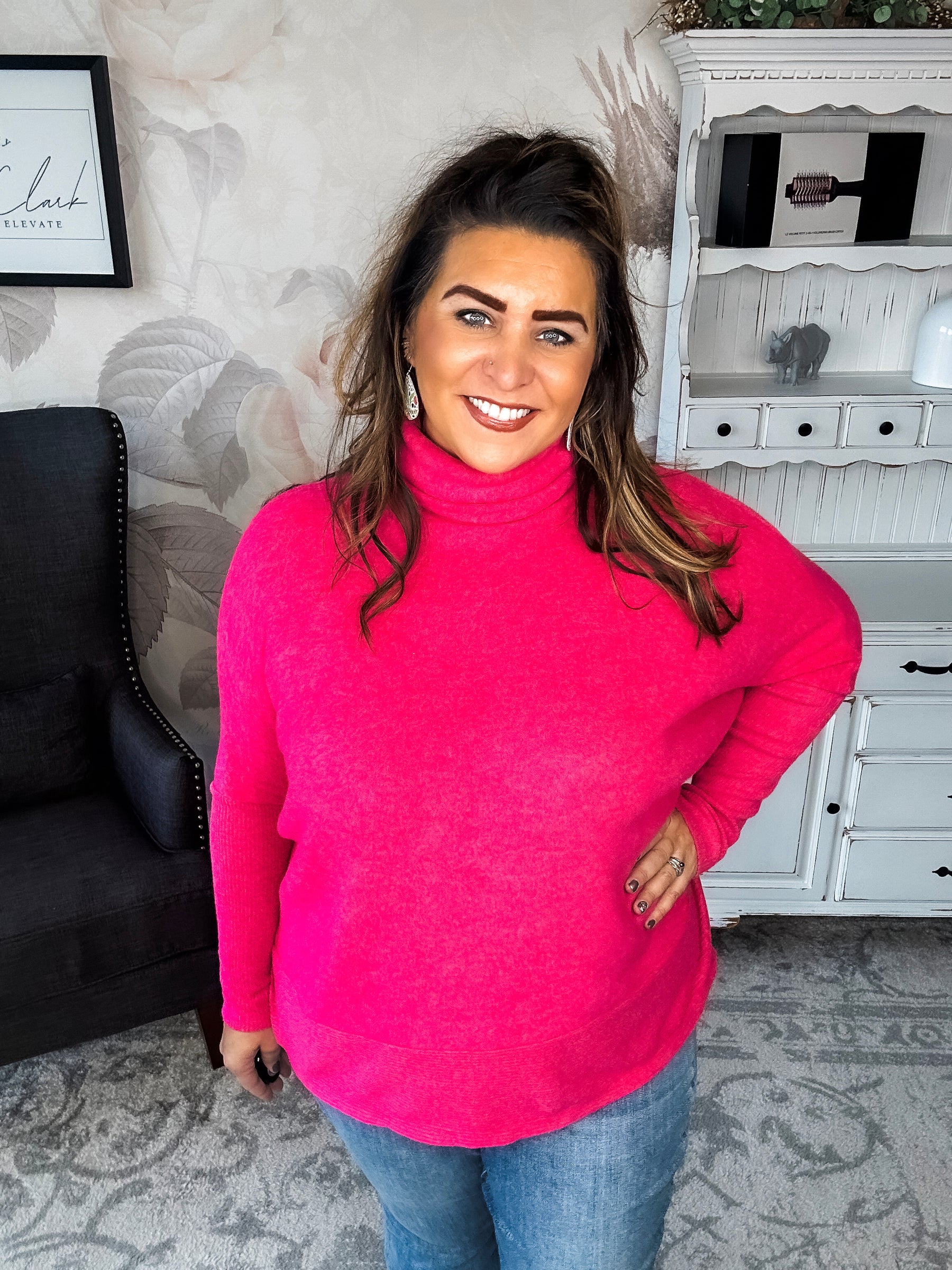 BLACK FRIDAY EXCLUSIVE! - Not Done Yet Turtleneck Sweater - Fuchsia