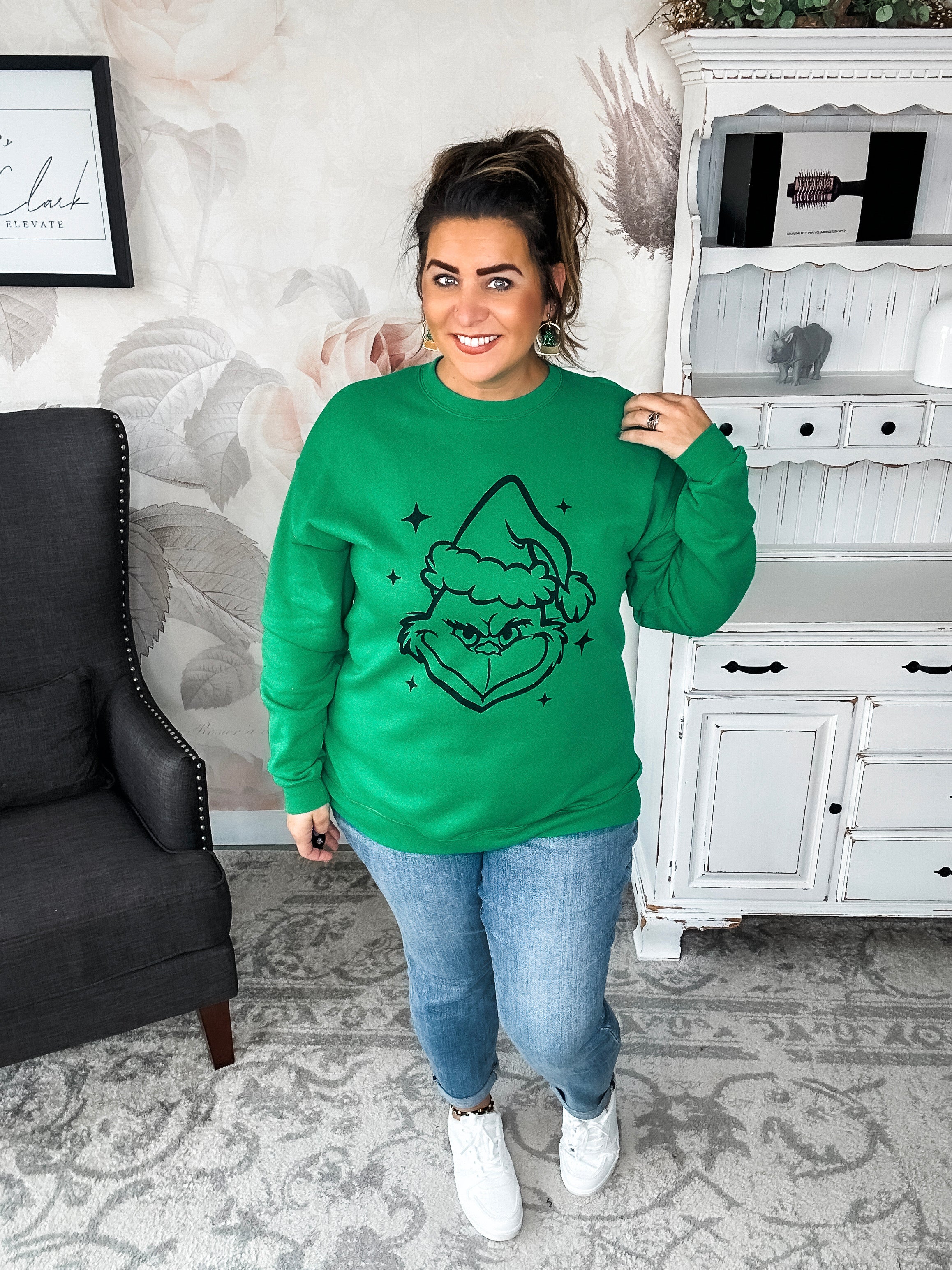 Grinch Face Pullover Sweatshirt