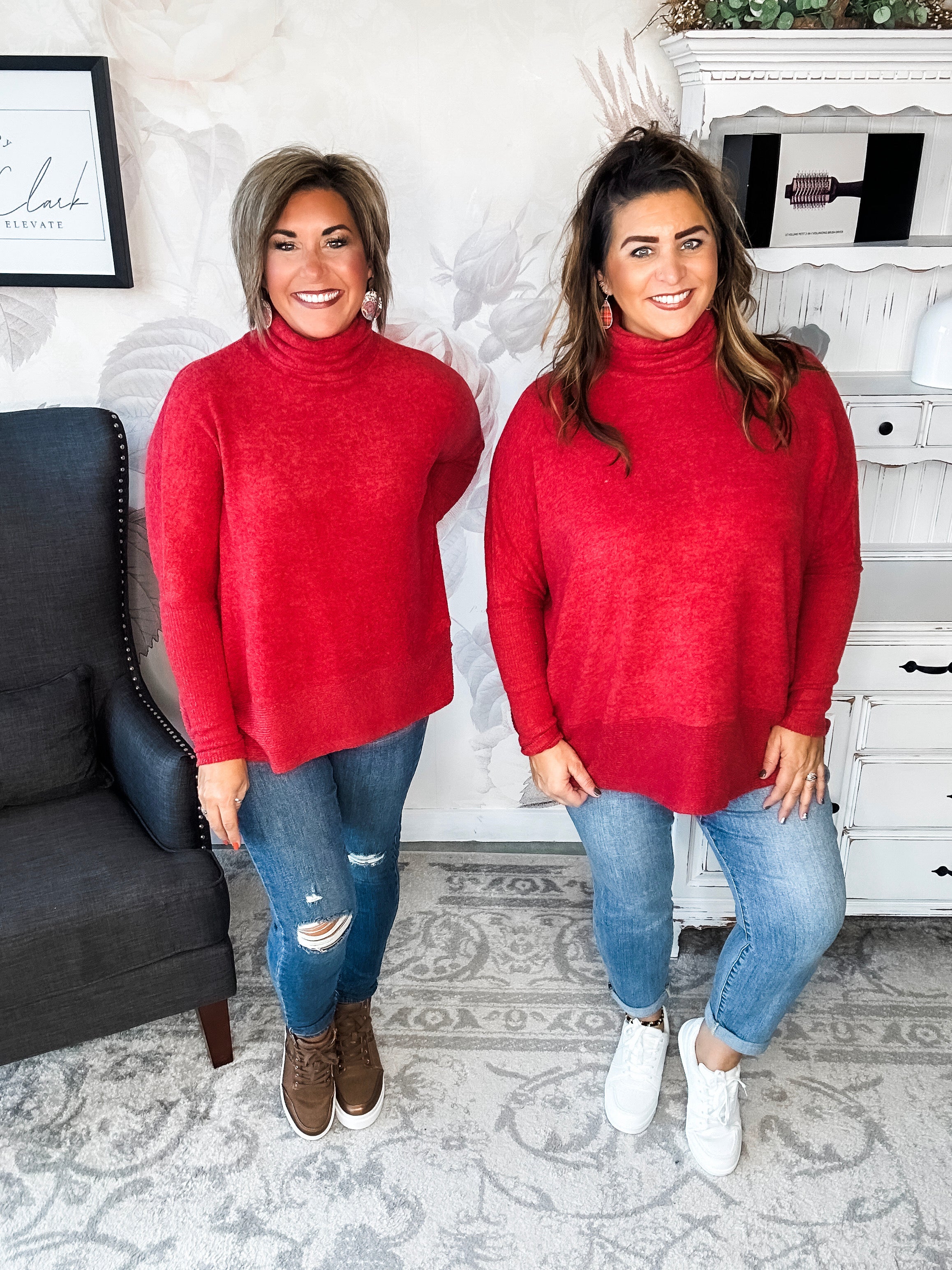 Not Done Yet Turtleneck Sweater - Dark Red