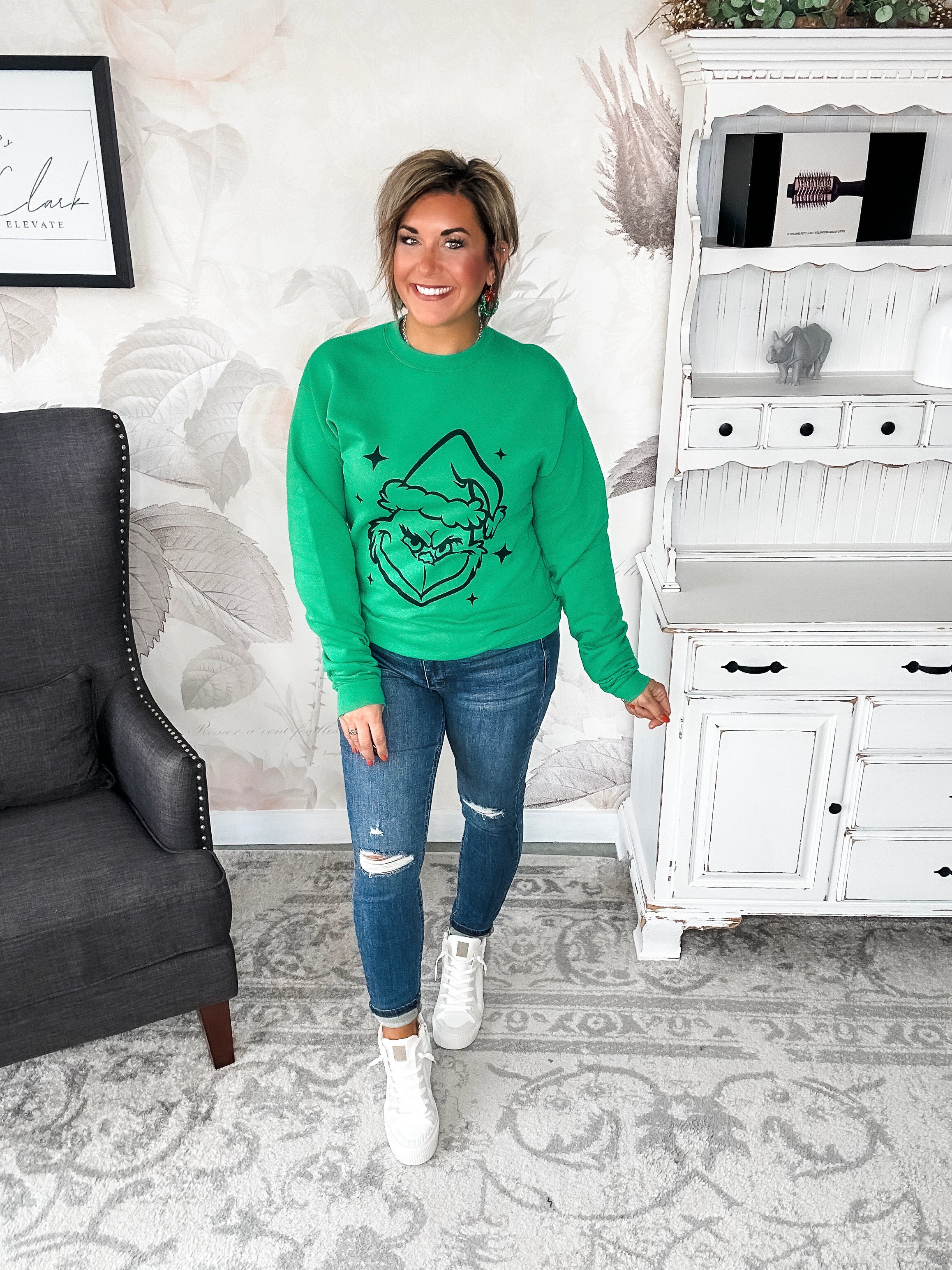 Grinch Face Pullover Sweatshirt