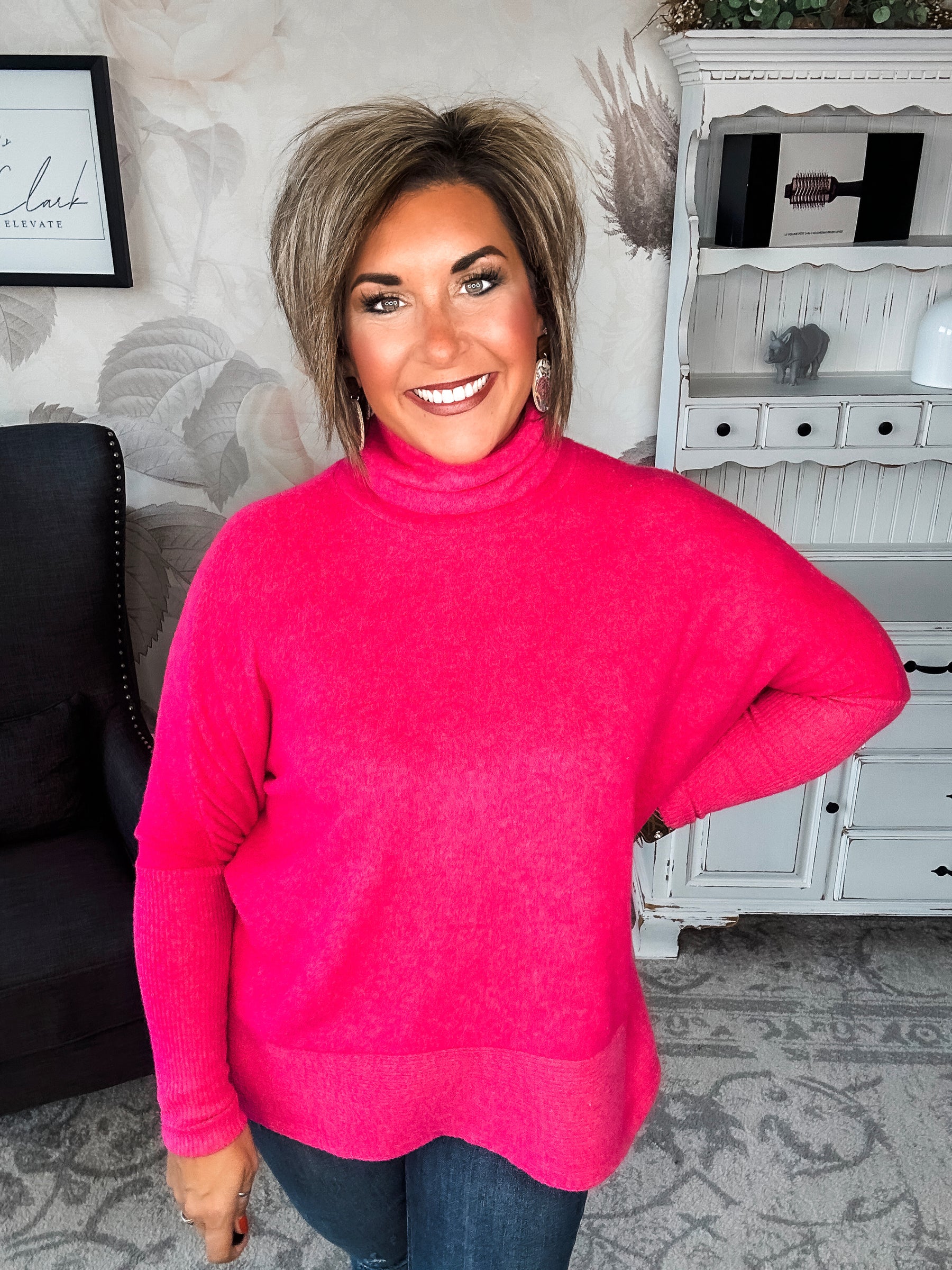 BLACK FRIDAY EXCLUSIVE! - Not Done Yet Turtleneck Sweater - Fuchsia