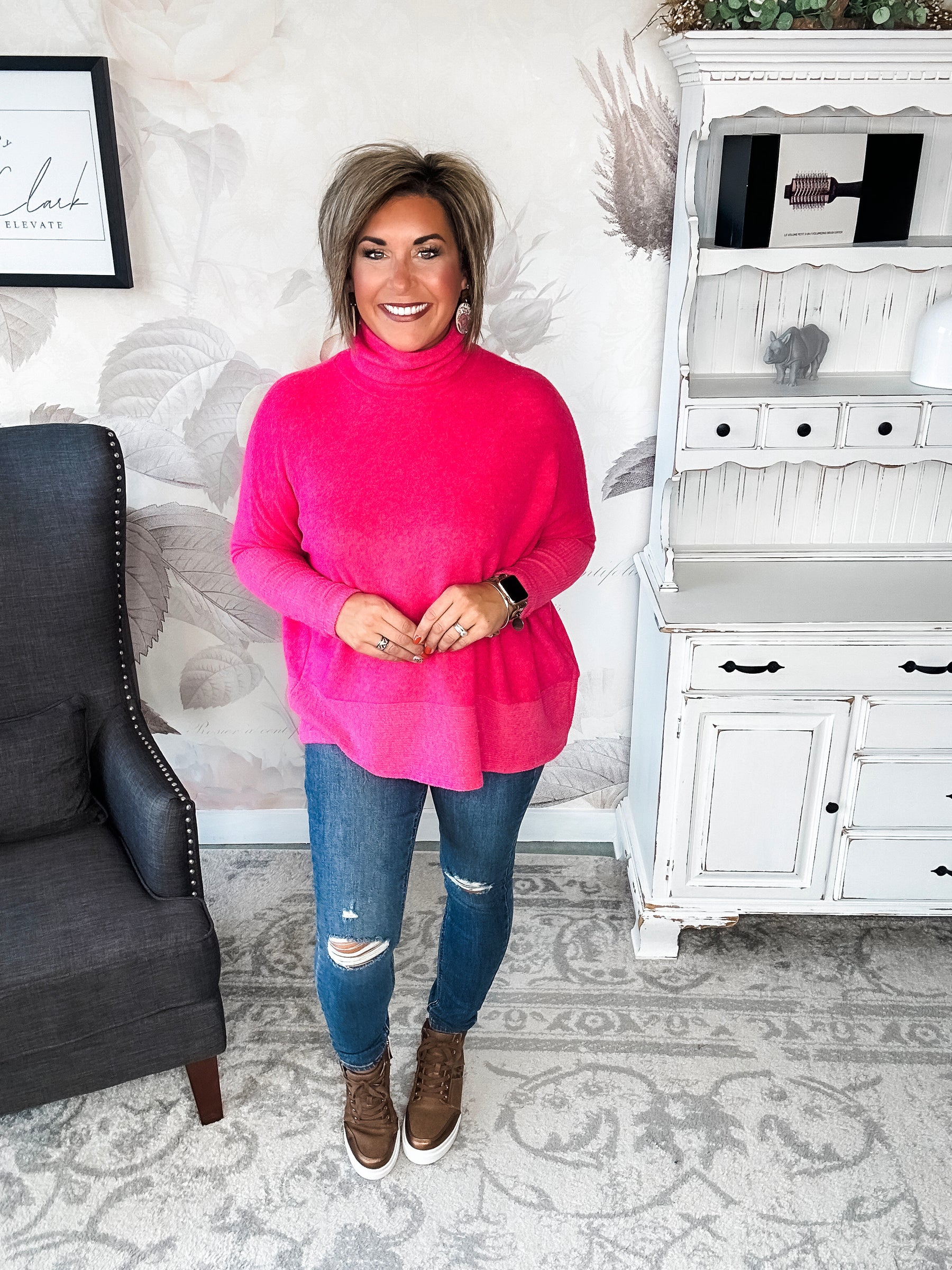 BLACK FRIDAY EXCLUSIVE! - Not Done Yet Turtleneck Sweater - Fuchsia