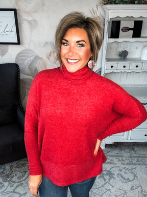 BLACK FRIDAY EXCLUSIVE! - Not Done Yet Turtleneck Sweater - Dark Red