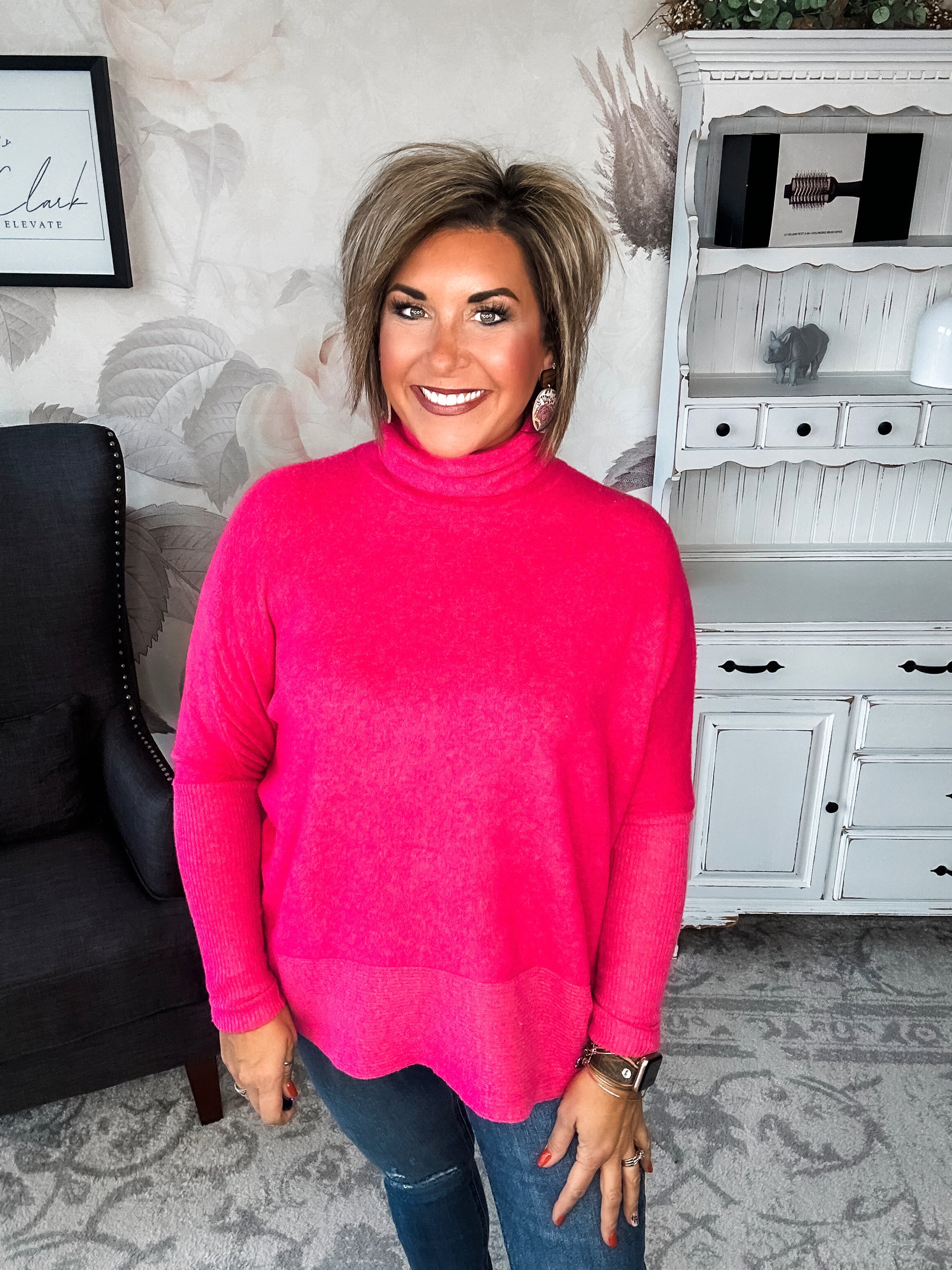 BLACK FRIDAY EXCLUSIVE! - Not Done Yet Turtleneck Sweater - Fuchsia