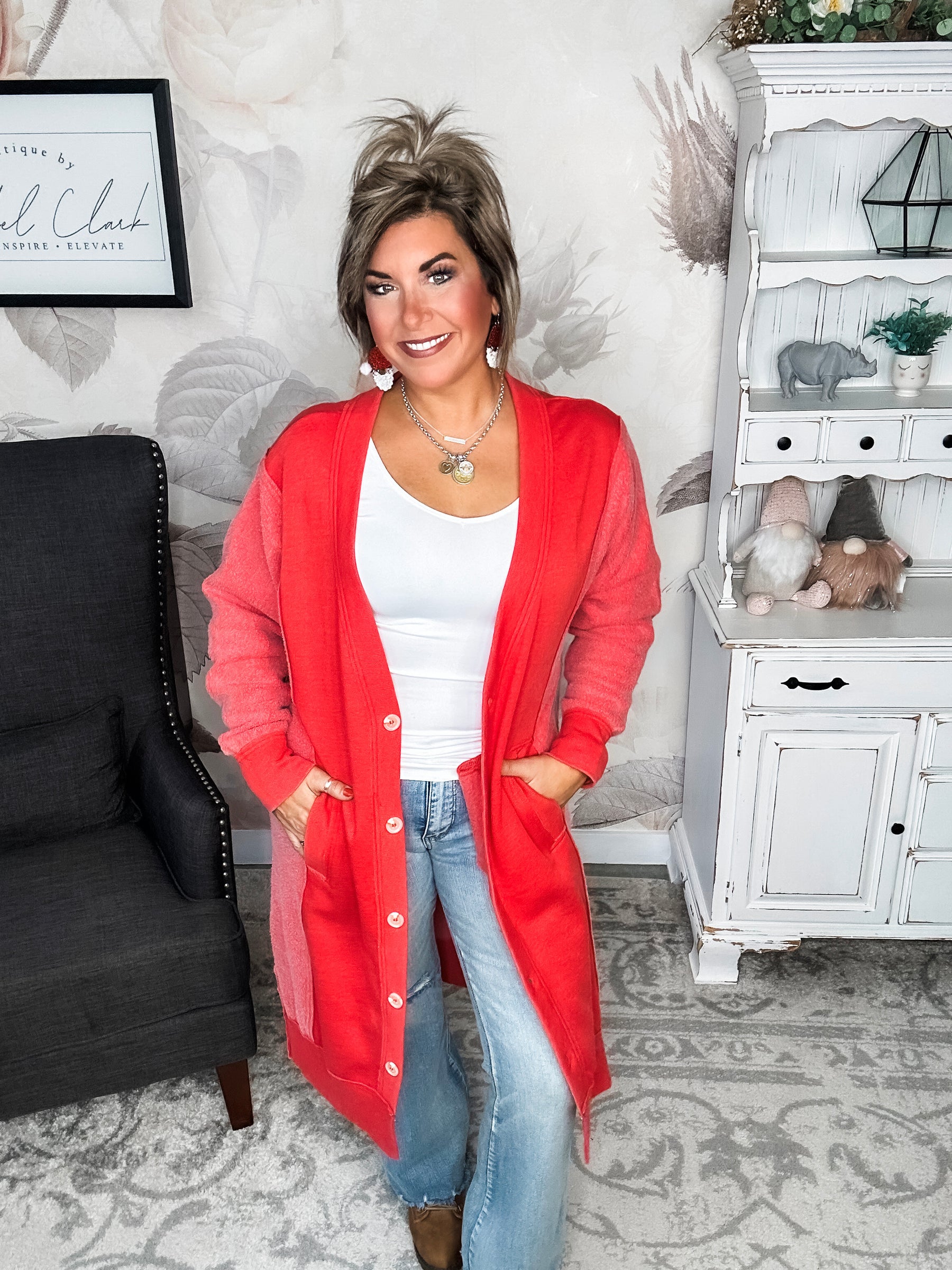 New Desire Sweatshirt Cardigan - Red