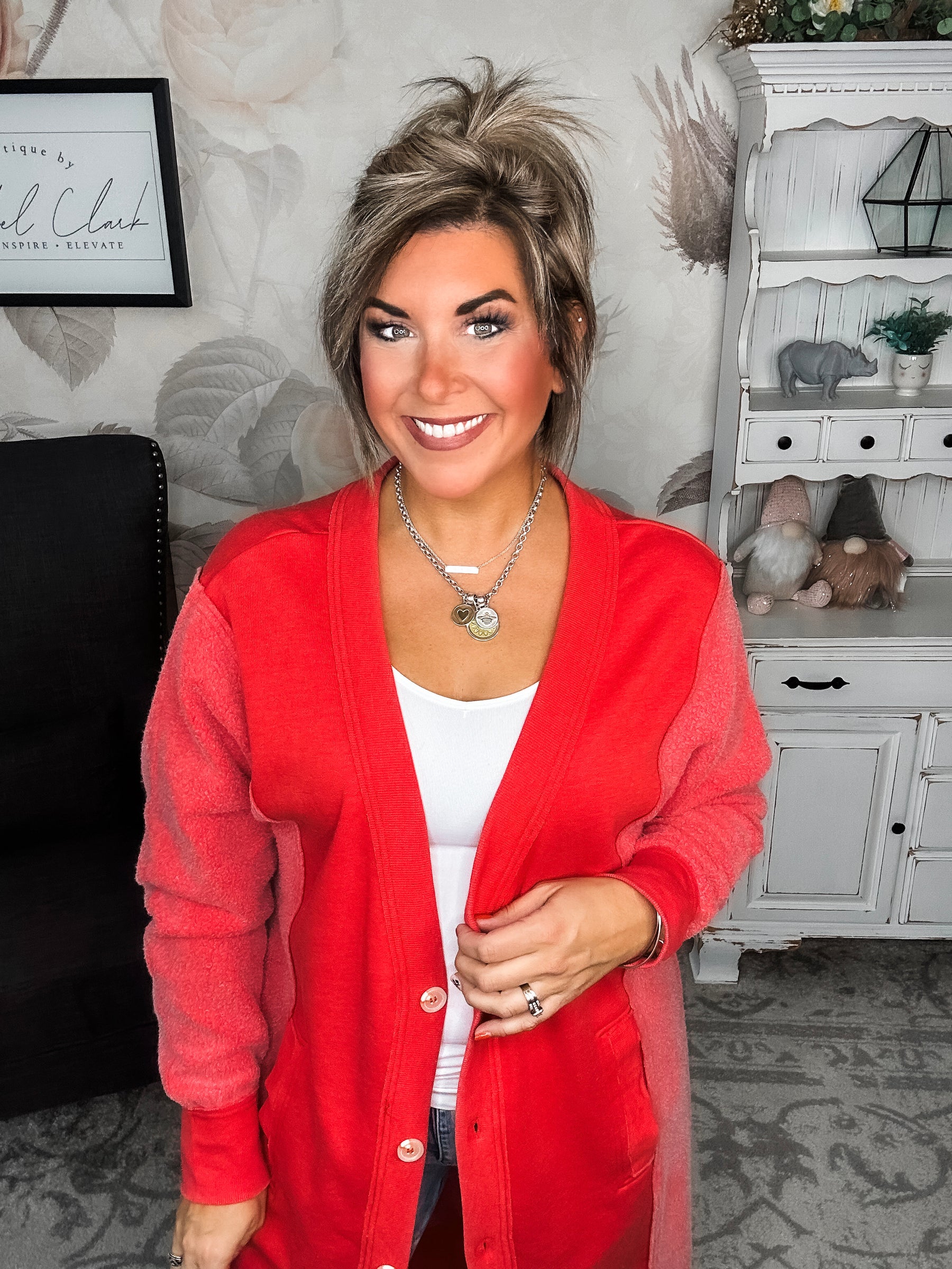 New Desire Sweatshirt Cardigan - Red