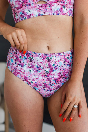 Bask In The Sun Floral Swim Bottoms - Plum