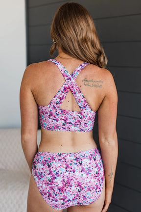 Bask In The Sun Floral Swim Bottoms - Plum