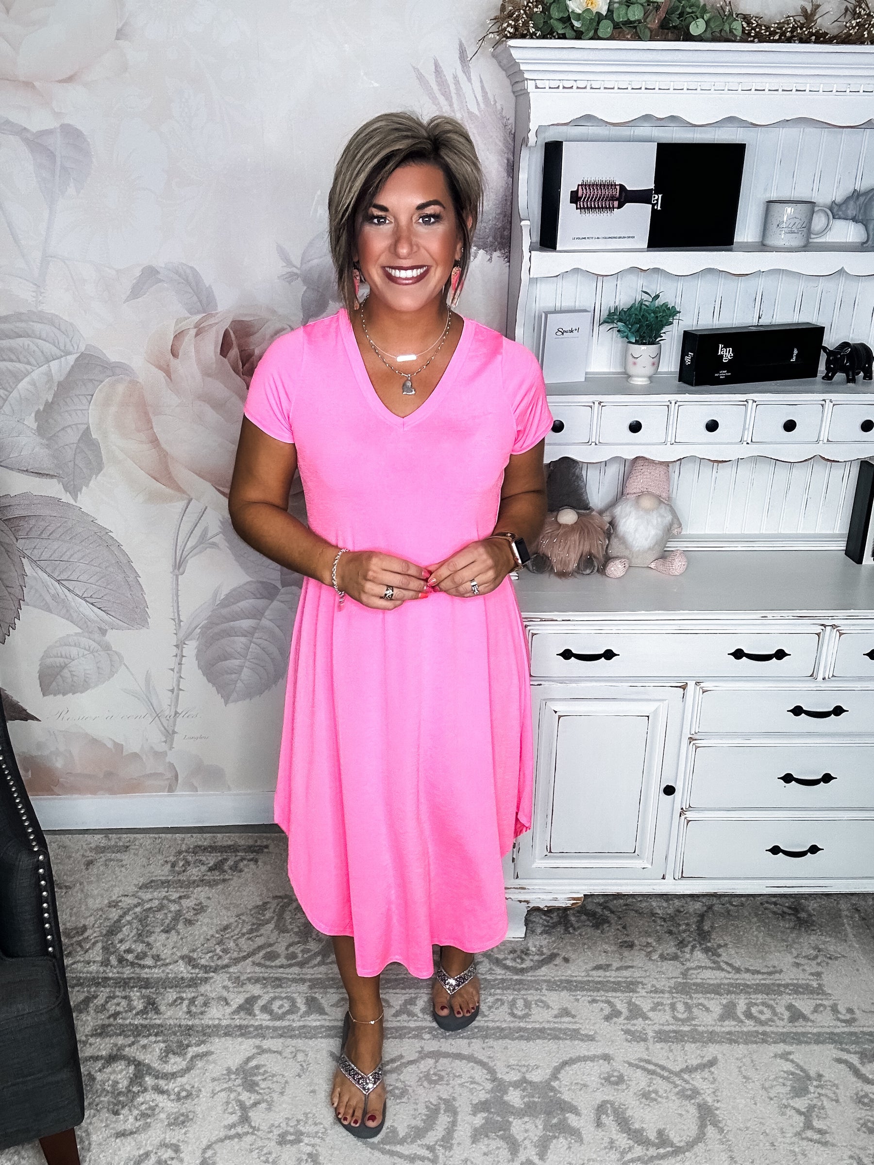 Hold Onto Hope Dress - Neon Pink