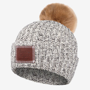 Love Your Melon - Black Speckled Pom Beanie (Natural Pom)