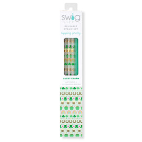 Swig Lucky Charm & Green Glitter Reusable Straw Set