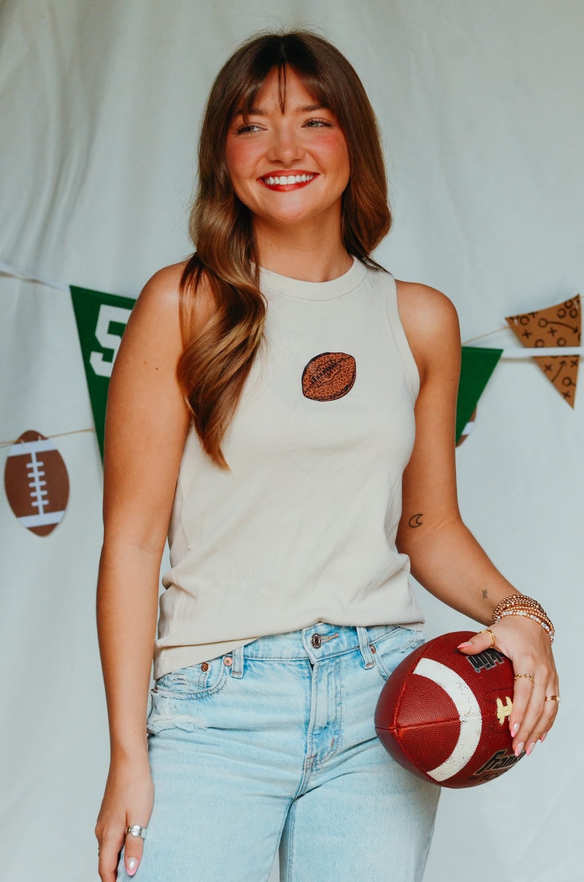 Football Tan Ribbed Tank *ONLINE EXCLUSIVE*