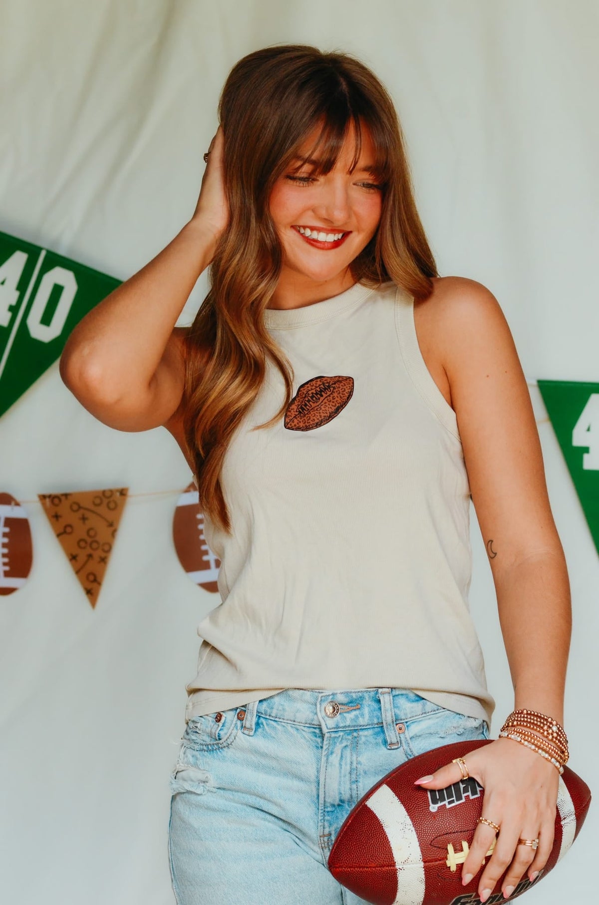 Football Tan Ribbed Tank *ONLINE EXCLUSIVE*