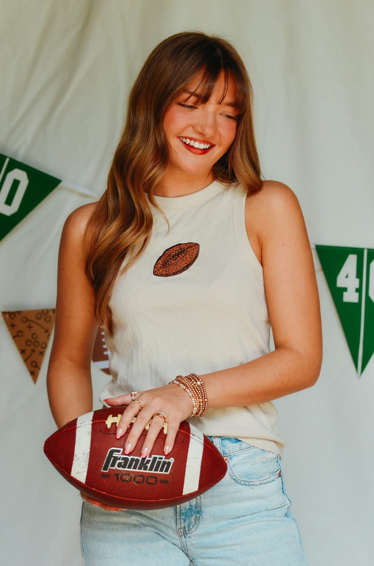 Football Tan Ribbed Tank *ONLINE EXCLUSIVE*