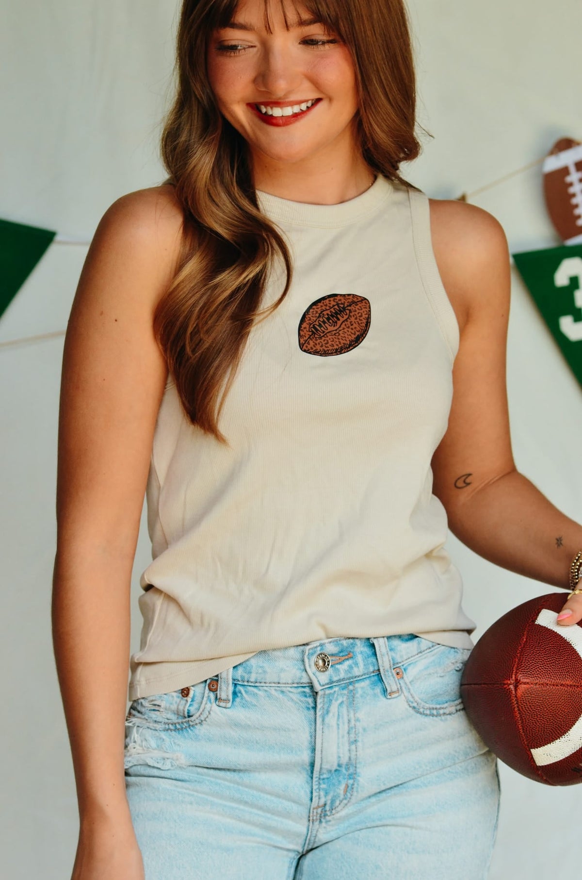 Football Tan Ribbed Tank *ONLINE EXCLUSIVE*