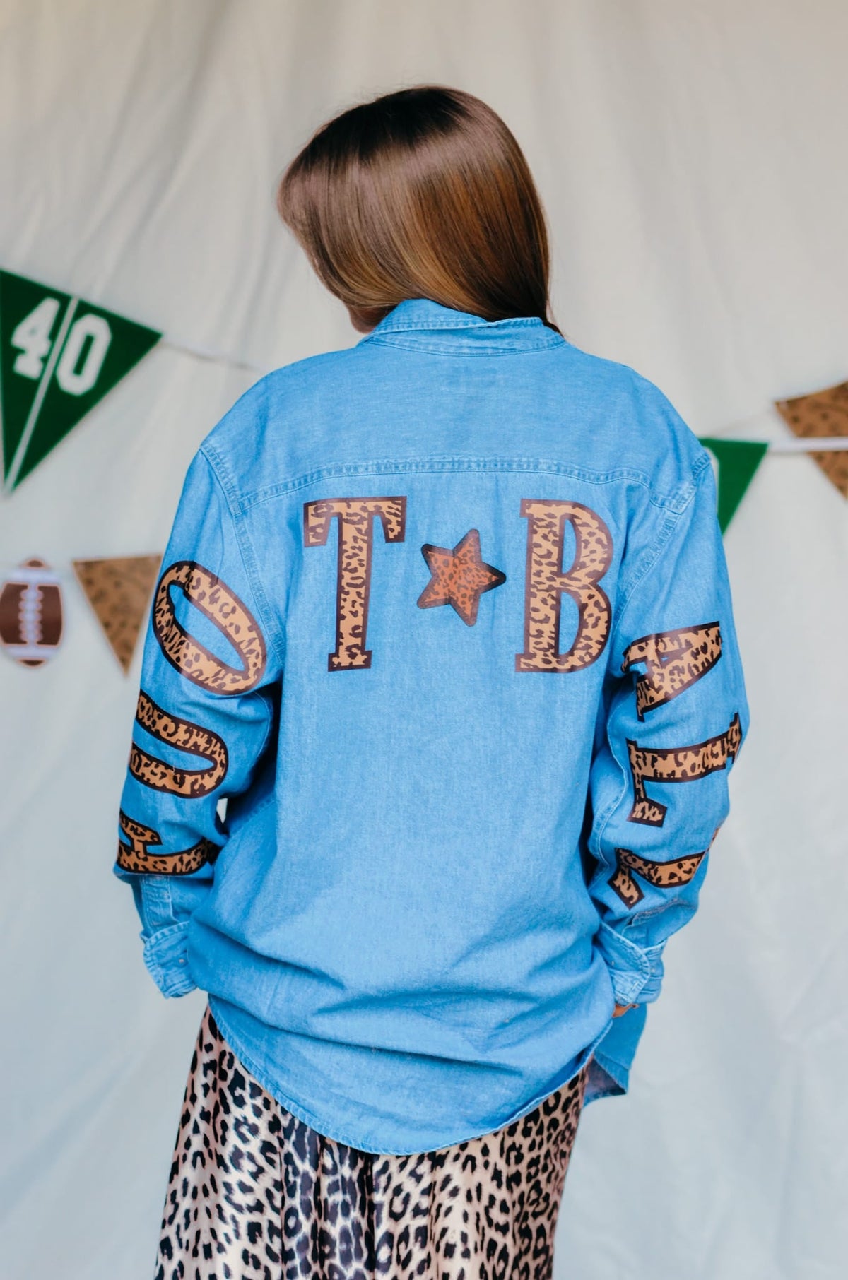 Football Leopard Denim Shirt *ONLINE EXCLUSIVE*