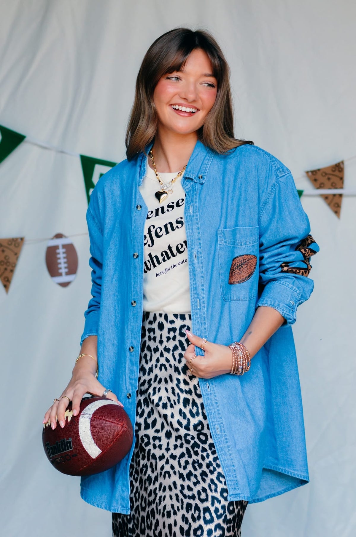 Football Leopard Denim Shirt *ONLINE EXCLUSIVE*