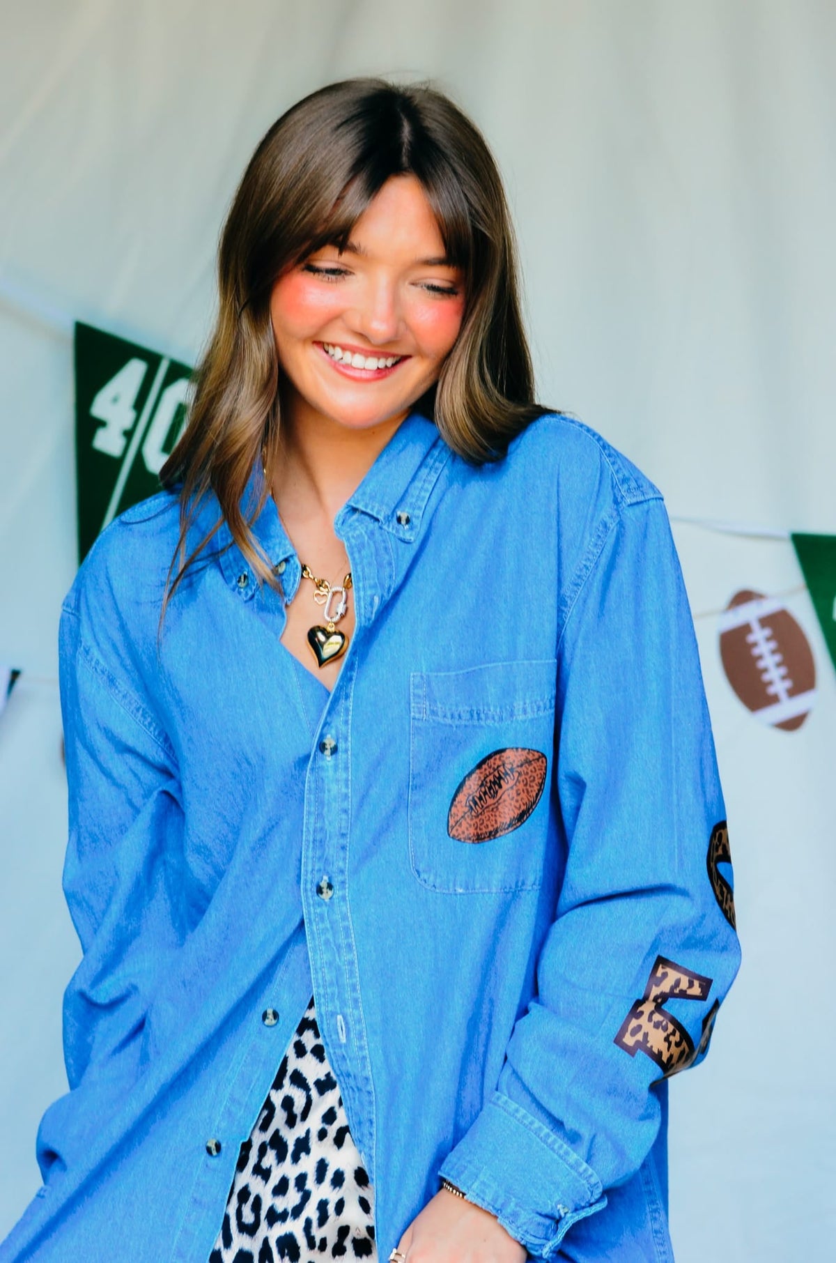 Football Leopard Denim Shirt *ONLINE EXCLUSIVE*