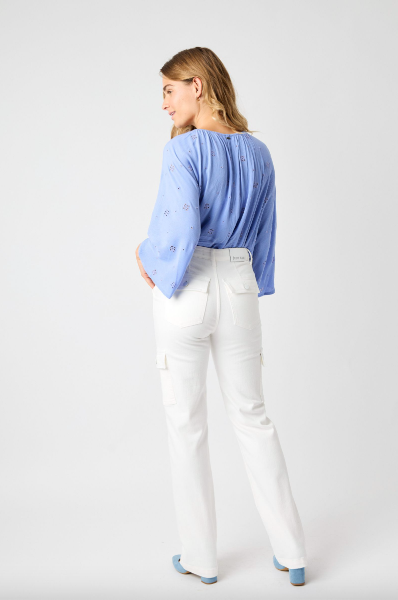 Judy Blue White Cargo Straight Leg Jeans