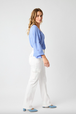 Judy Blue White Cargo Straight Leg Jeans