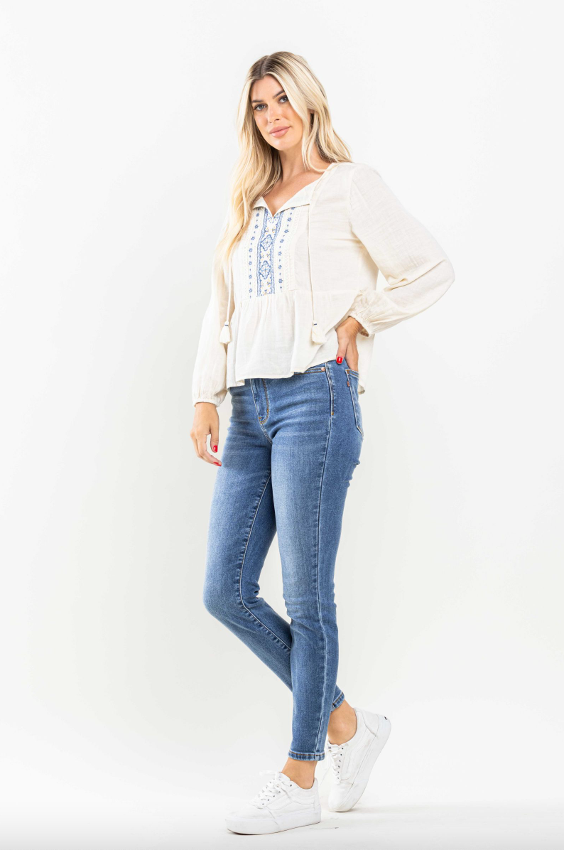 Judy Blue Thermal Skinny Jeans - Medium Wash