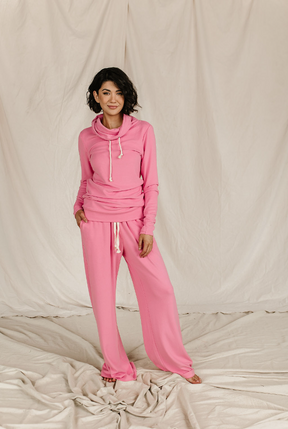 Ampersand Avenue Performance Fleece Cowlneck Sweatshirt - Pink Tulip