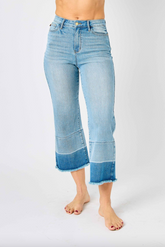 Judy Blue Release Hem Cropped Wide Leg Jeans