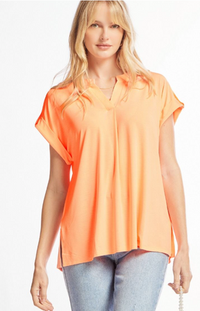 Figure It Out Top Short Sleeve - Neon Orange