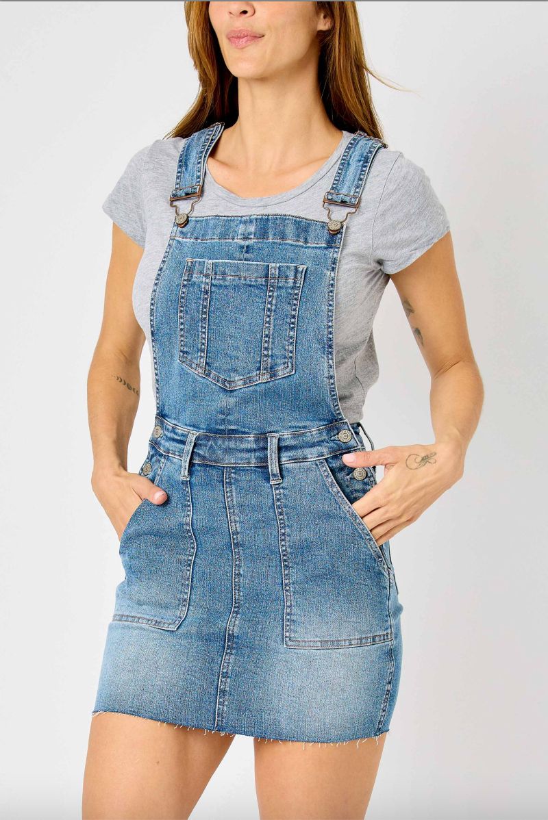Judy Blue Raw Hem Overall Skirt